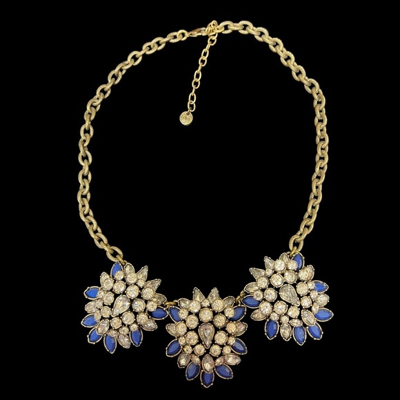 Ann Taylor LOFT Triple Blue Cluster Statement Necklace - Picture 2 of 5